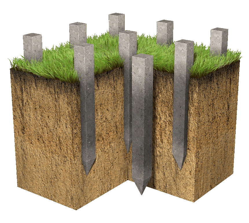 На железобетонных сваях